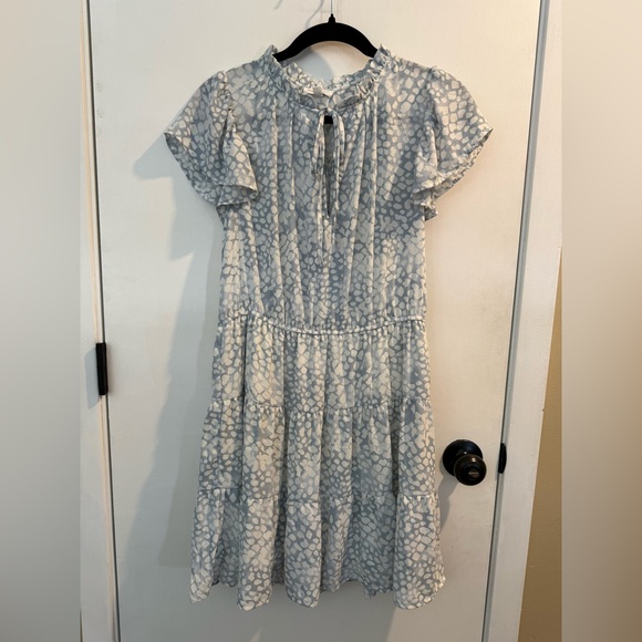 Blu Pepper Dresses & Skirts - Blu Pepper Light Blue and White Ruffle Top-#1230